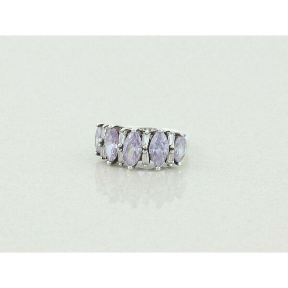 Sterling Silver Purple and White CZ Ring Size 7 1/4 - Picture 6 of 8